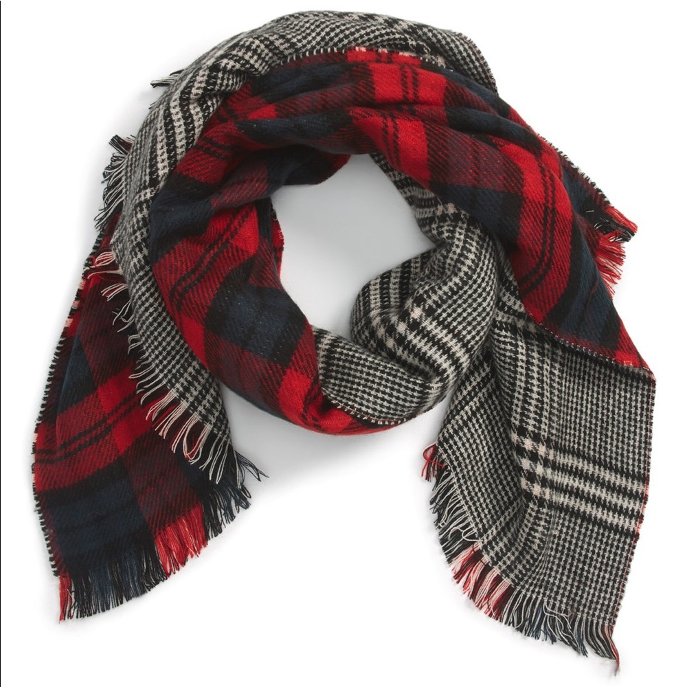 Reversible Plaid Blanket Scarf